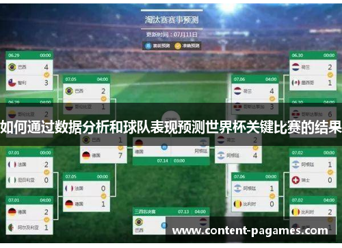 如何通过数据分析和球队表现预测世界杯关键比赛的结果 如何通过数据分析和球队表现预测世界杯关键比赛的结果